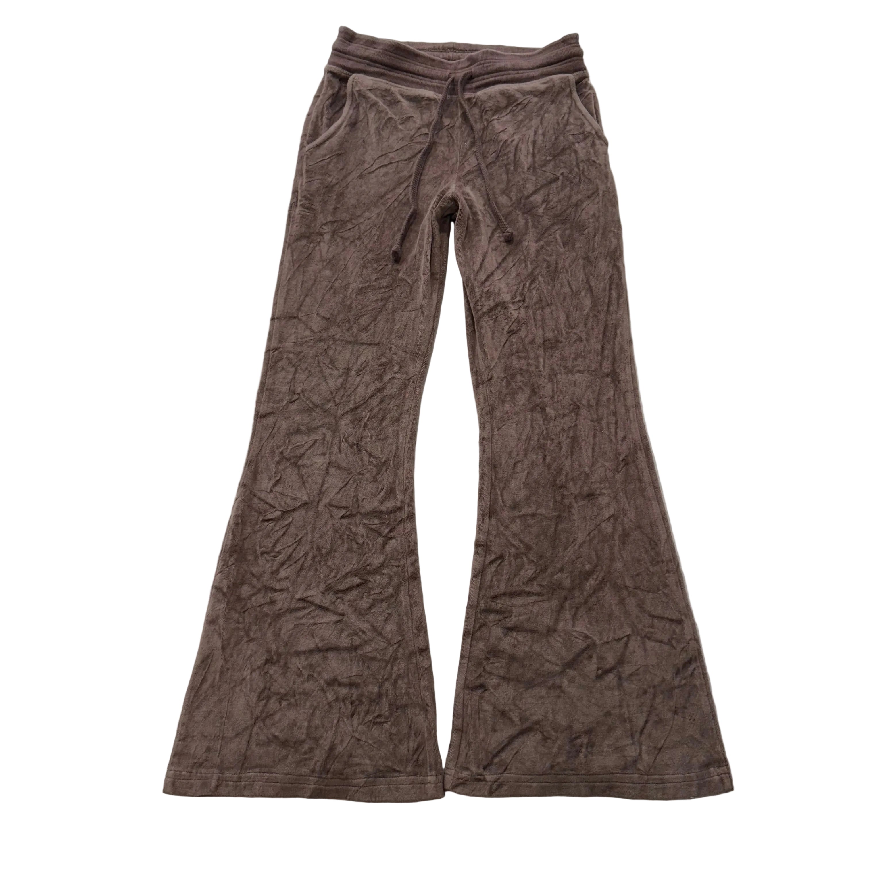 Vintage Juicy Couture Women Brown Velour Flared Leg Track Pant Drawstring Size S