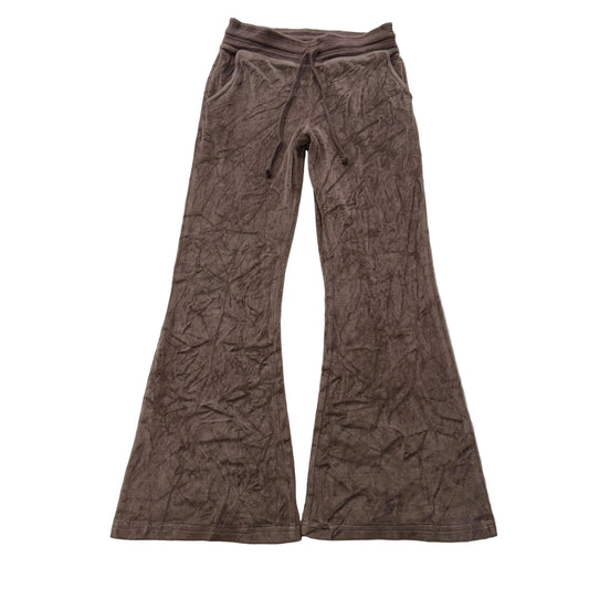 Vintage Juicy Couture Women Brown Velour Flared Leg Track Pant Drawstring Size S