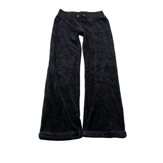 Vintage Juicy Couture Women's Black Velour Flared Track Pants Loungewear Size S