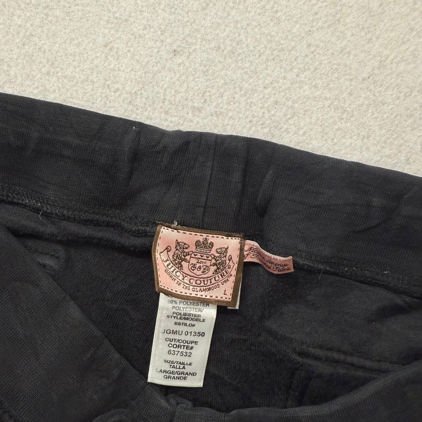 Vintage Juicy Couture Women's Black Velour Flared Track Pants Snap Pocket Size L