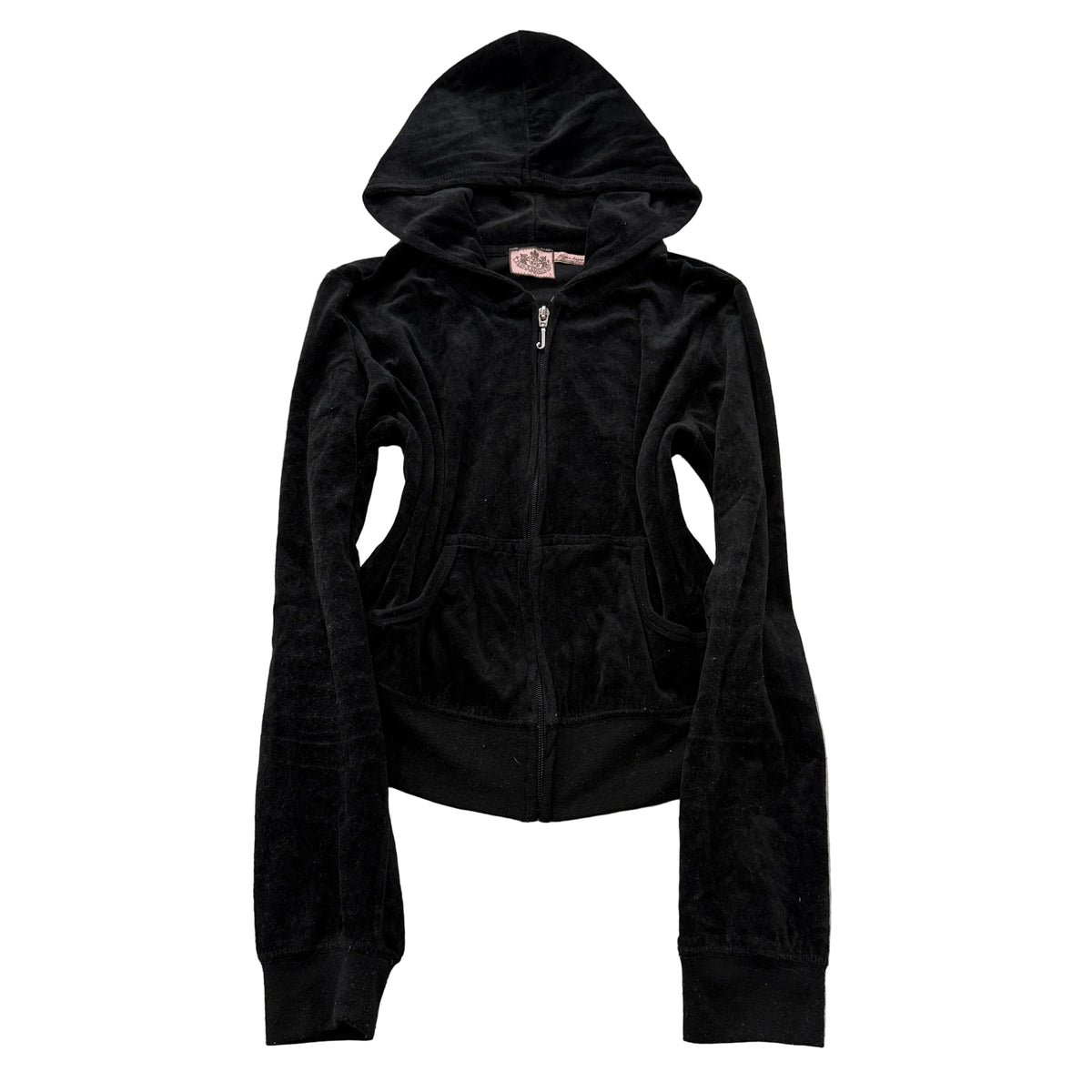 Vintage Juicy Couture Women's Black Zip-Up Hoodie Pockets Classic Y2K Size L