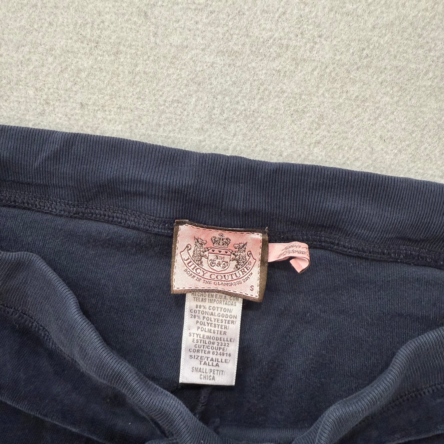 Vintage Juicy Couture Women's Navy Velour Flared Track Pants Loungewear Size S