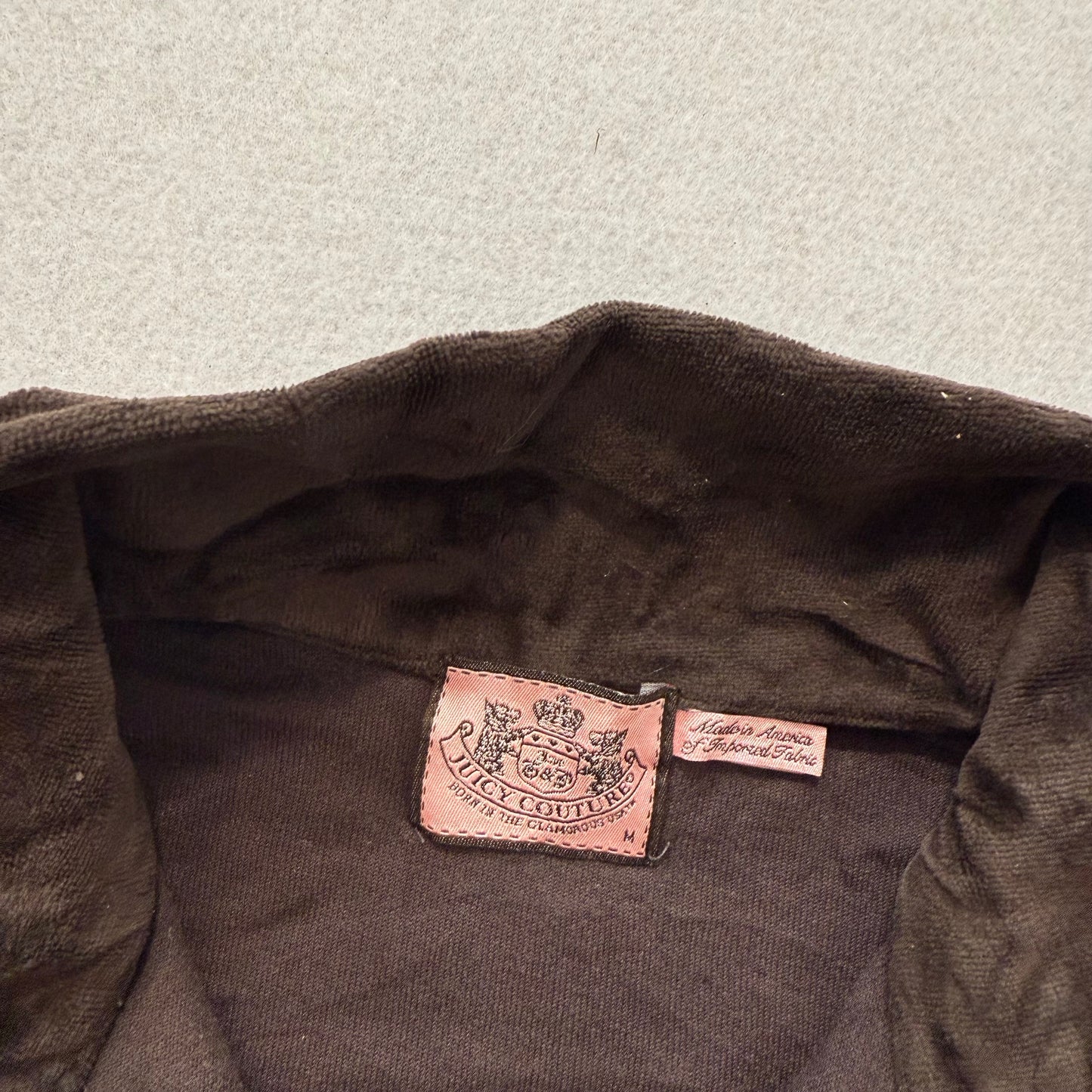 Juicy Couture Women's Brown Velour Full Zip Track Jacket Mock Neck Y2K Size M