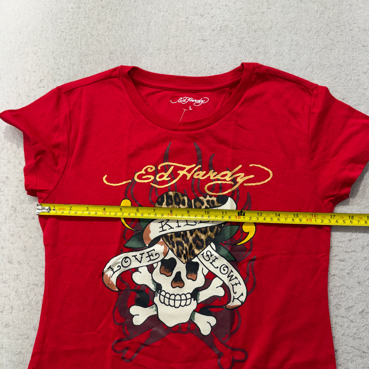 Ed Hardy Love Kills Slowly Skull Graphic T-Shirt Red Size L photo 4