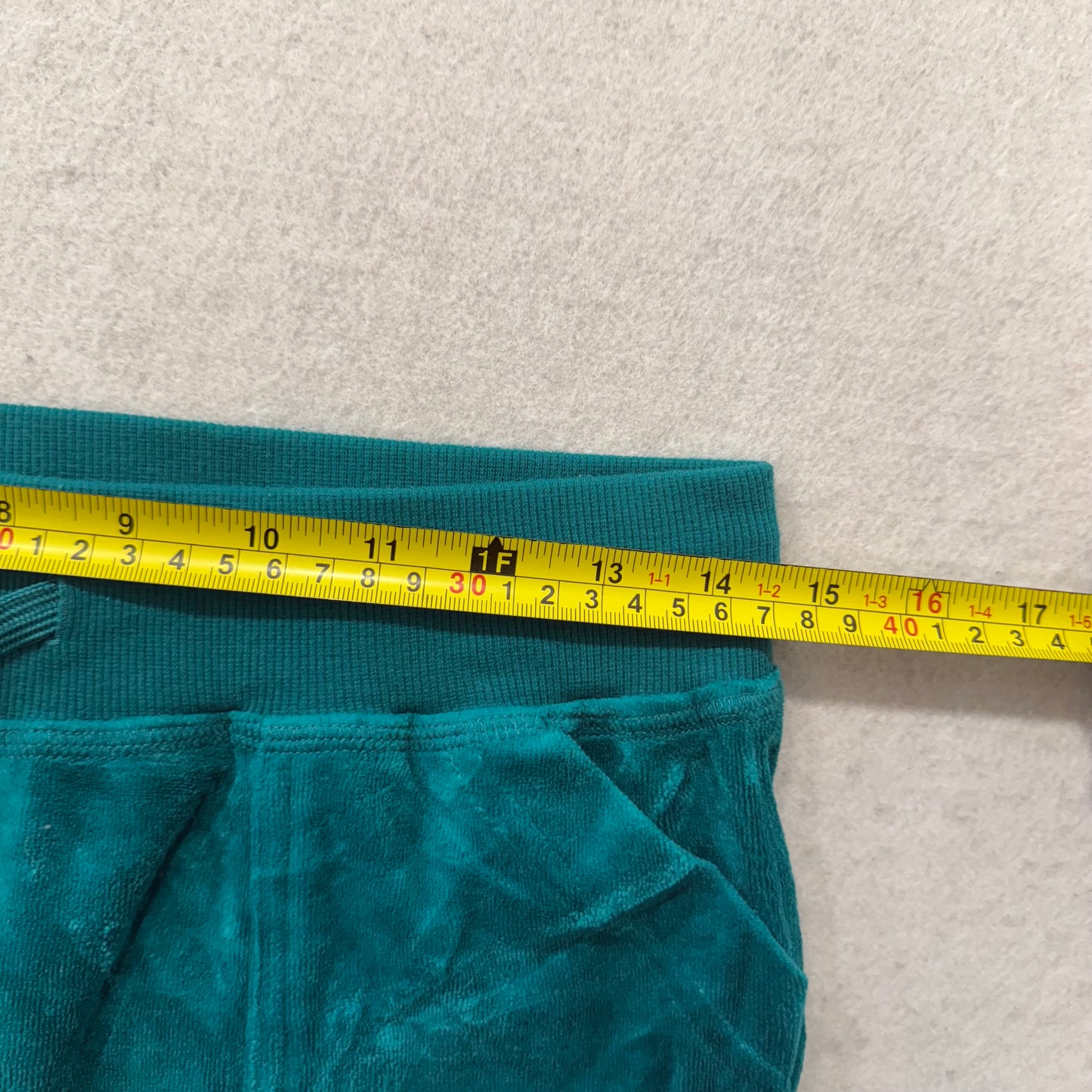 Vintage Juicy Couture Women's Teal Velour Flared Track Pants Snap Pockets Size L