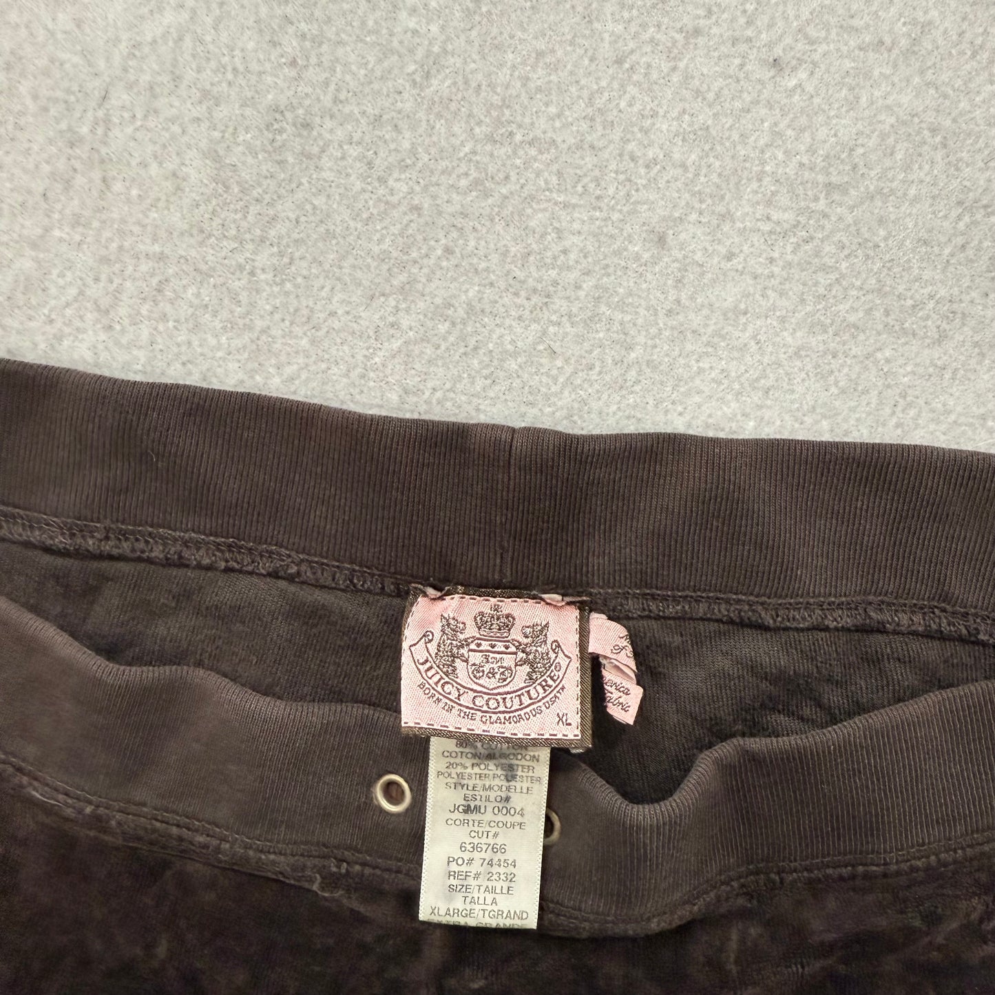 Juicy Couture Women's Dark Brown Velour Wide Leg Flare Track Pant Casual Size XL