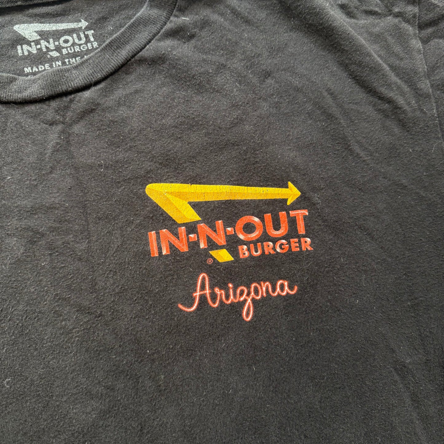 In-N-Out Burger Arizona Mens Black 100% Cotton California Graphic T-Shirt Size L