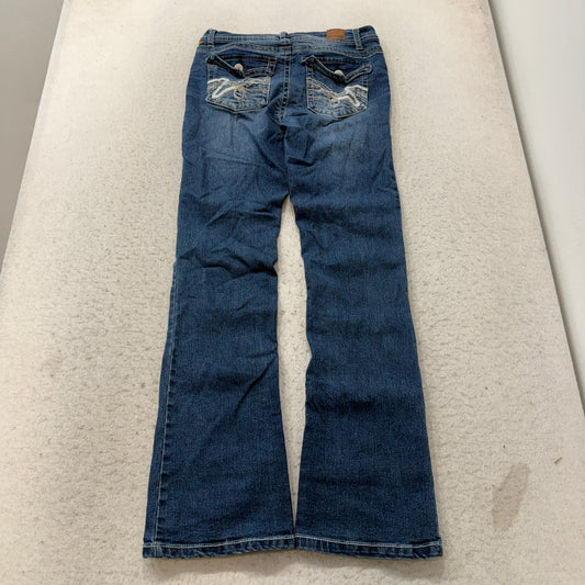 Wallflower Bootcut Jeans Women's Medium Wash Embellished Flap Pocket Size 9 photo 2