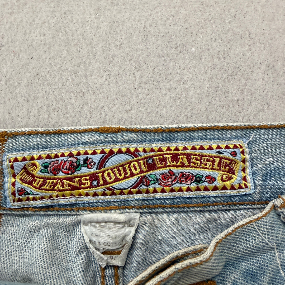 Jou Jou Vintage Floral Applique High Waist Jeans Size 9 photo 3