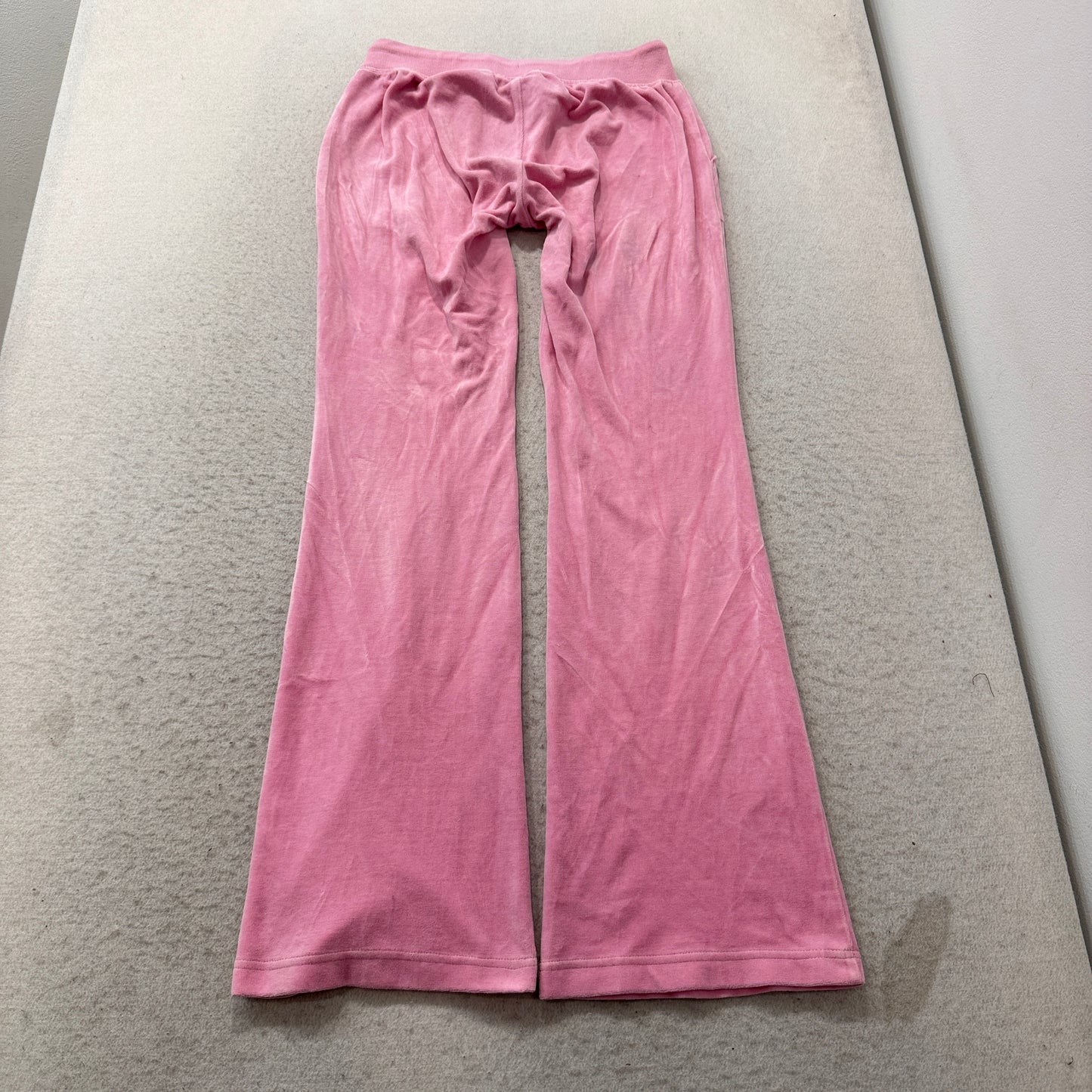 Juicy Couture Women's Light Pink Velour Track Pants Drawstring Dog Logo Size M