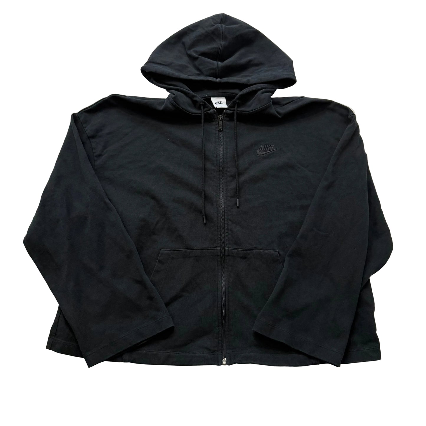 Nike Men's Black Cotton Blend Full Zip Hoodie Long Sleeves Swoosh Logo Size XL