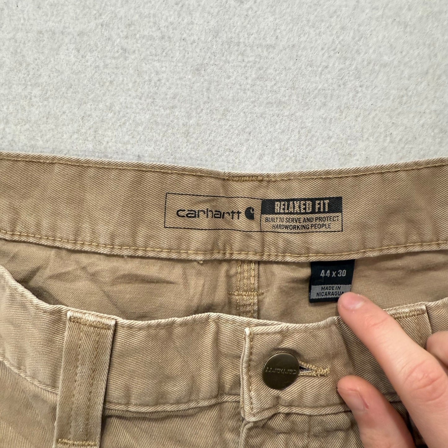 Carhartt Men's Beige Cotton Relaxed Fit Carpenter Pants Tool Pockets Waist 44