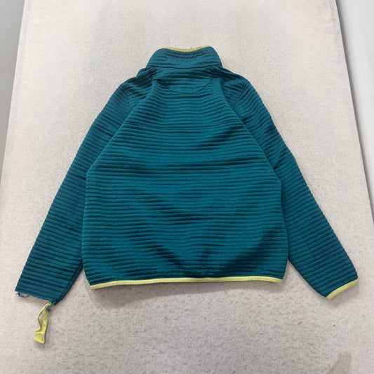 L.L.Bean Airlight Women Teal Yellow Pullover Sweatshirts Quilted Snap Size M REG