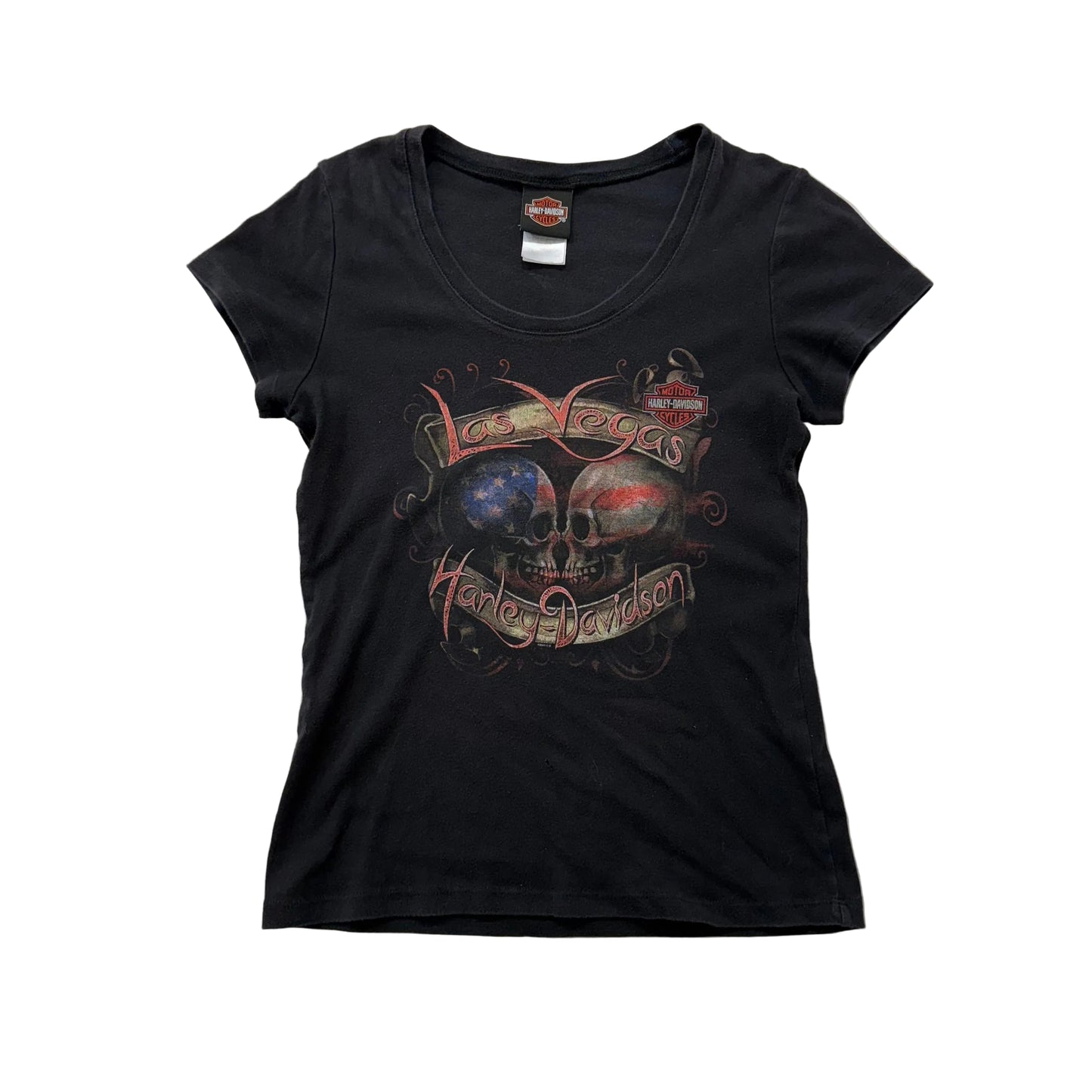 Harley-Davidson Women's Black Las Vegas Nevada Dual Skull Graphic T-Shirt Size M