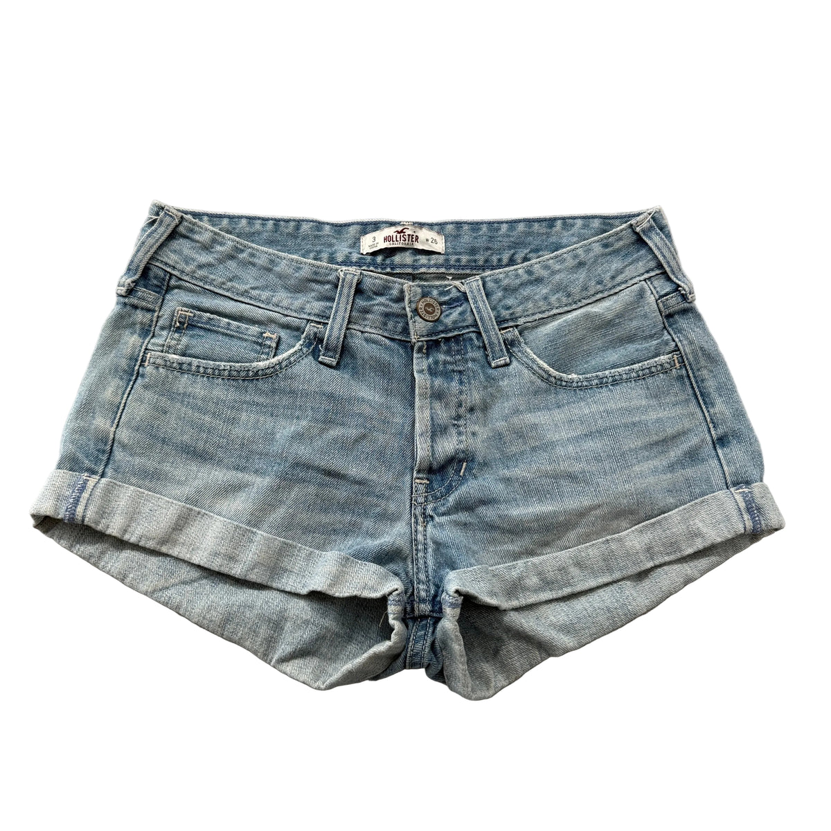 Hollister light wash cuffed denim shorts size 3 W26