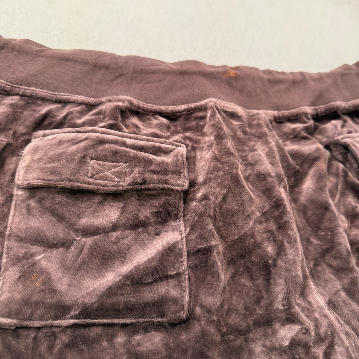 Juicy Couture Women Dark Brown Velour Flared Track Pants Back Flap Pocket Size P