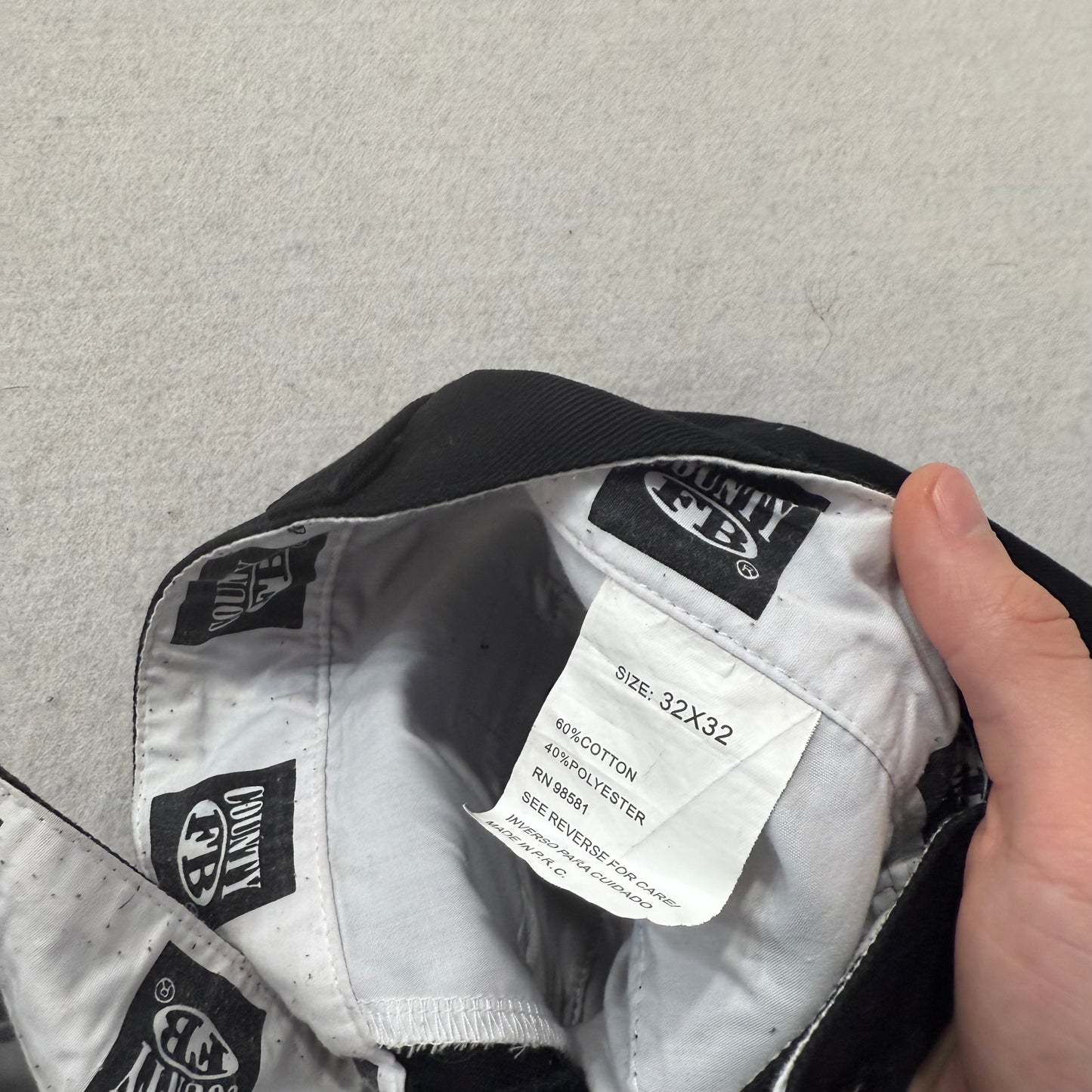 County FB Black Baggy Wide Leg Dress Pants High Rise Relaxed Fit Size 32 x 32