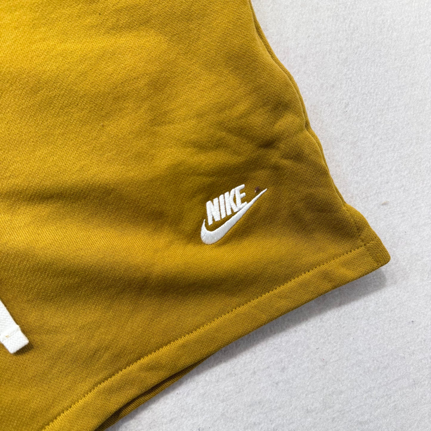 Nike Mustard Yellow Terry Cloth Drawstring Shorts Back Pocket Size S