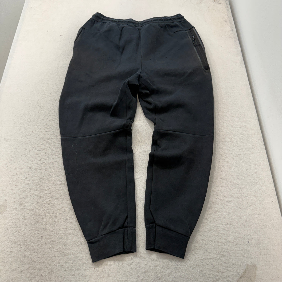 Nike Men's Black Fleece Sweatpants Drawstring Pockets Distressed Washed Size L