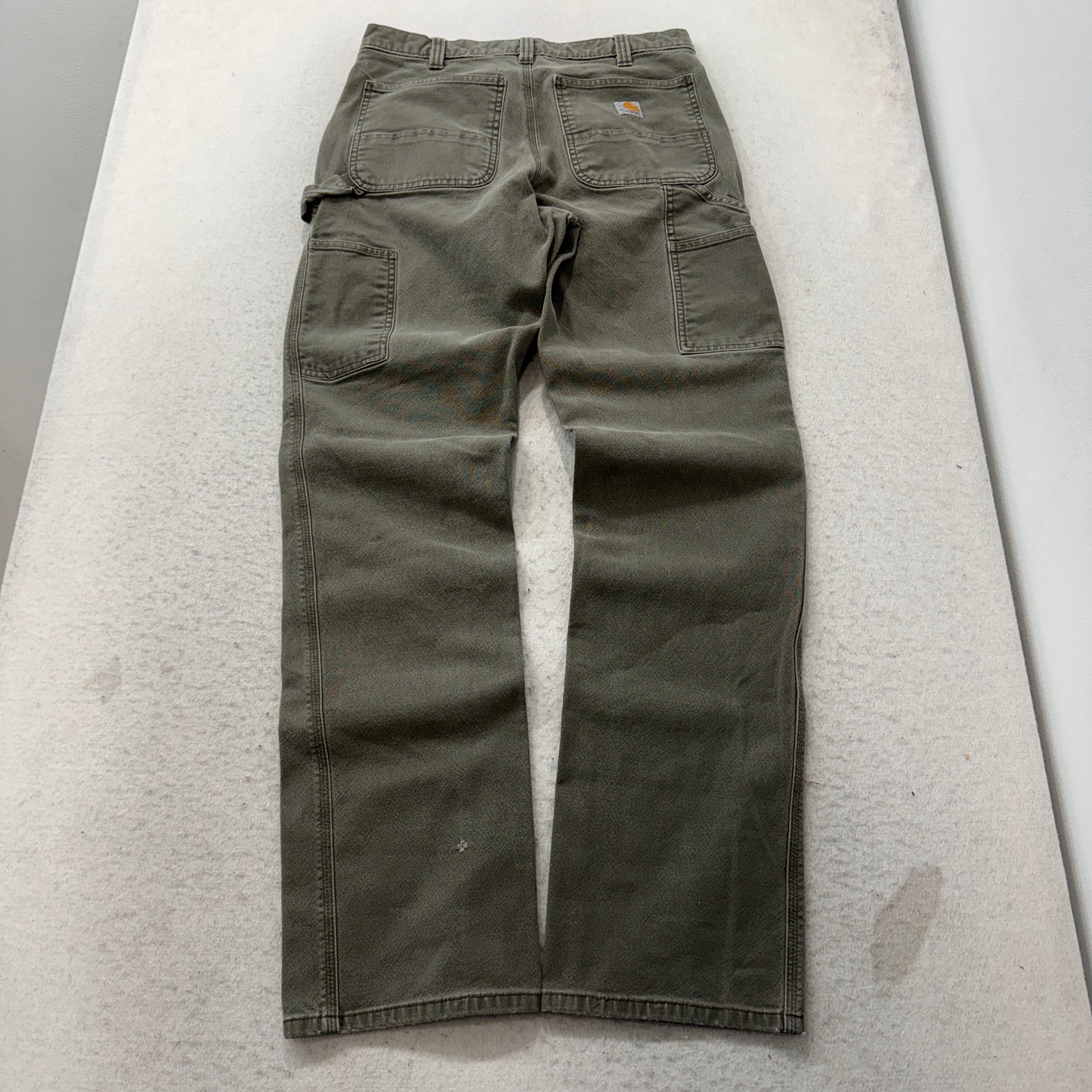 Carhartt Men's Olive Carpenter Pants Pockets Zip-Fly Classic Workwear Size 32x36