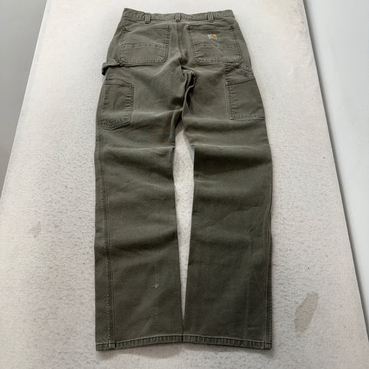 Carhartt Men's Olive Carpenter Pants Pockets Zip-Fly Classic Workwear Size 32x36