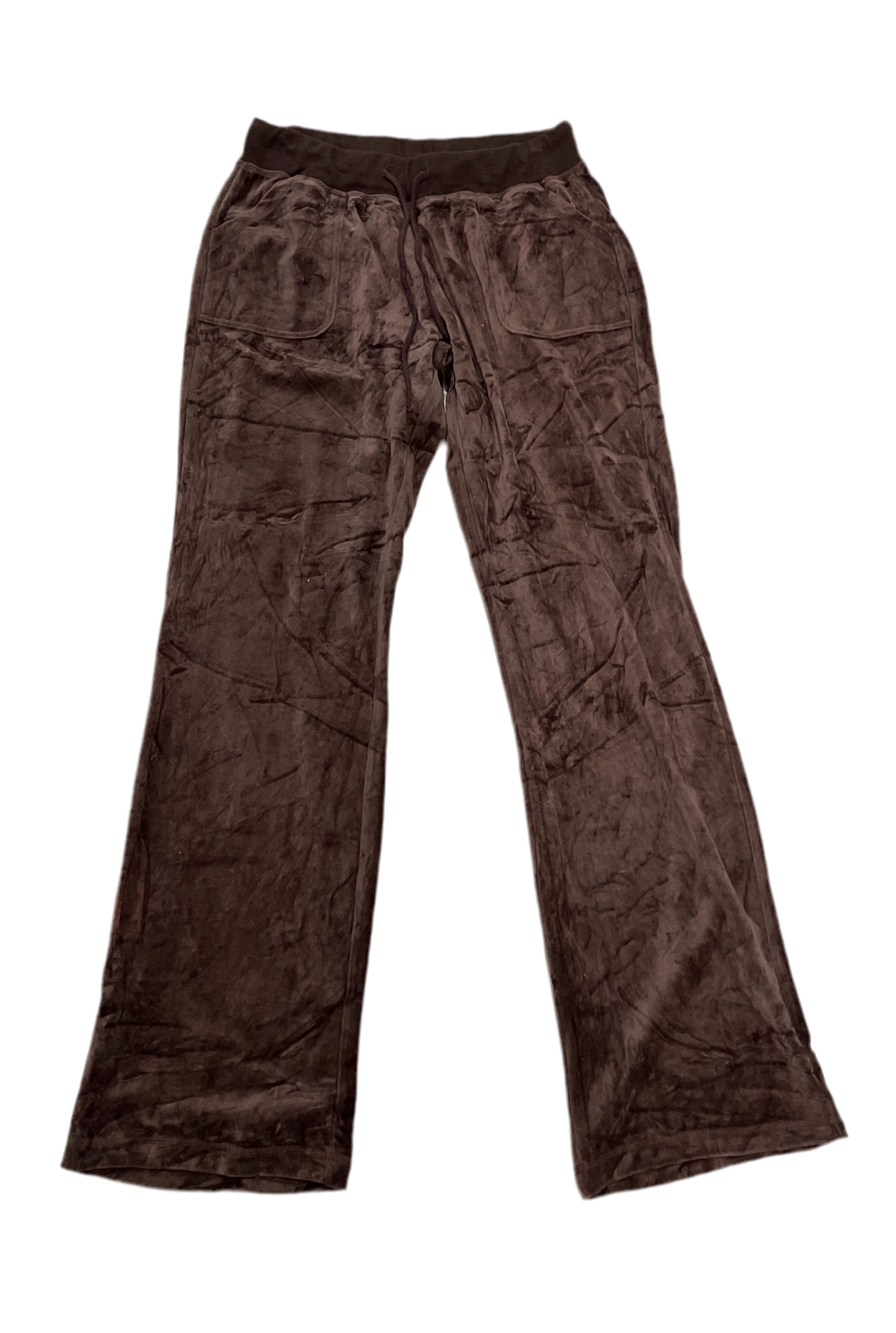Vintage Brown Juicy Couture Velour Back Snap Pocket Wide Leg Pants Size M