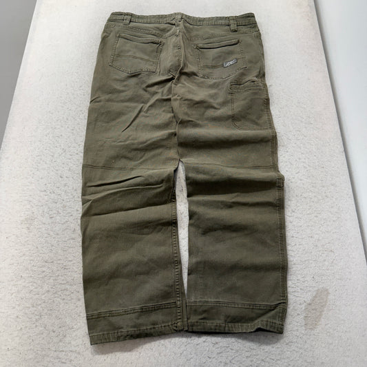 Eddie Bauer Relaxed Fit Canvas Pants Men's Olive Green Cotton Outdoor Size 38x30 photo 2