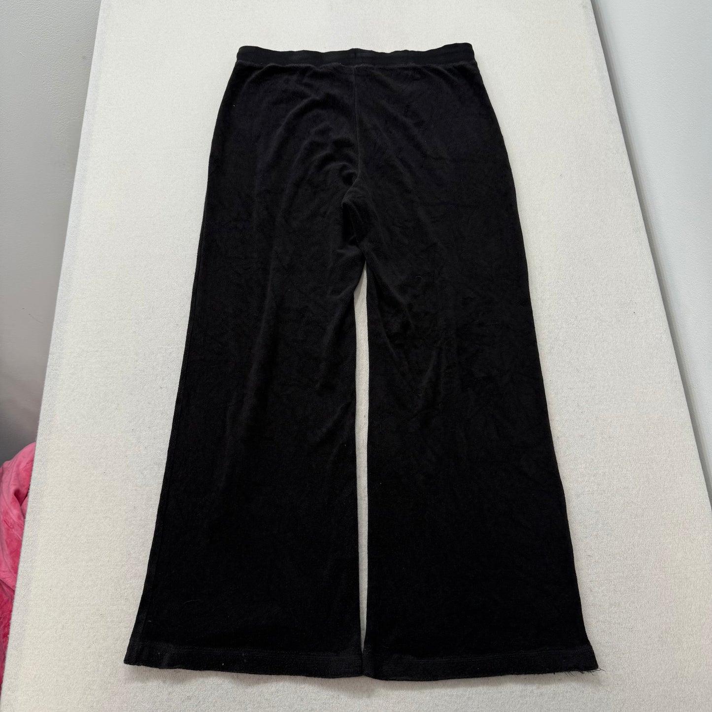 Juicy Couture Women Black Terrycloth Flare Track Pant Low Rise Loungewear Size M