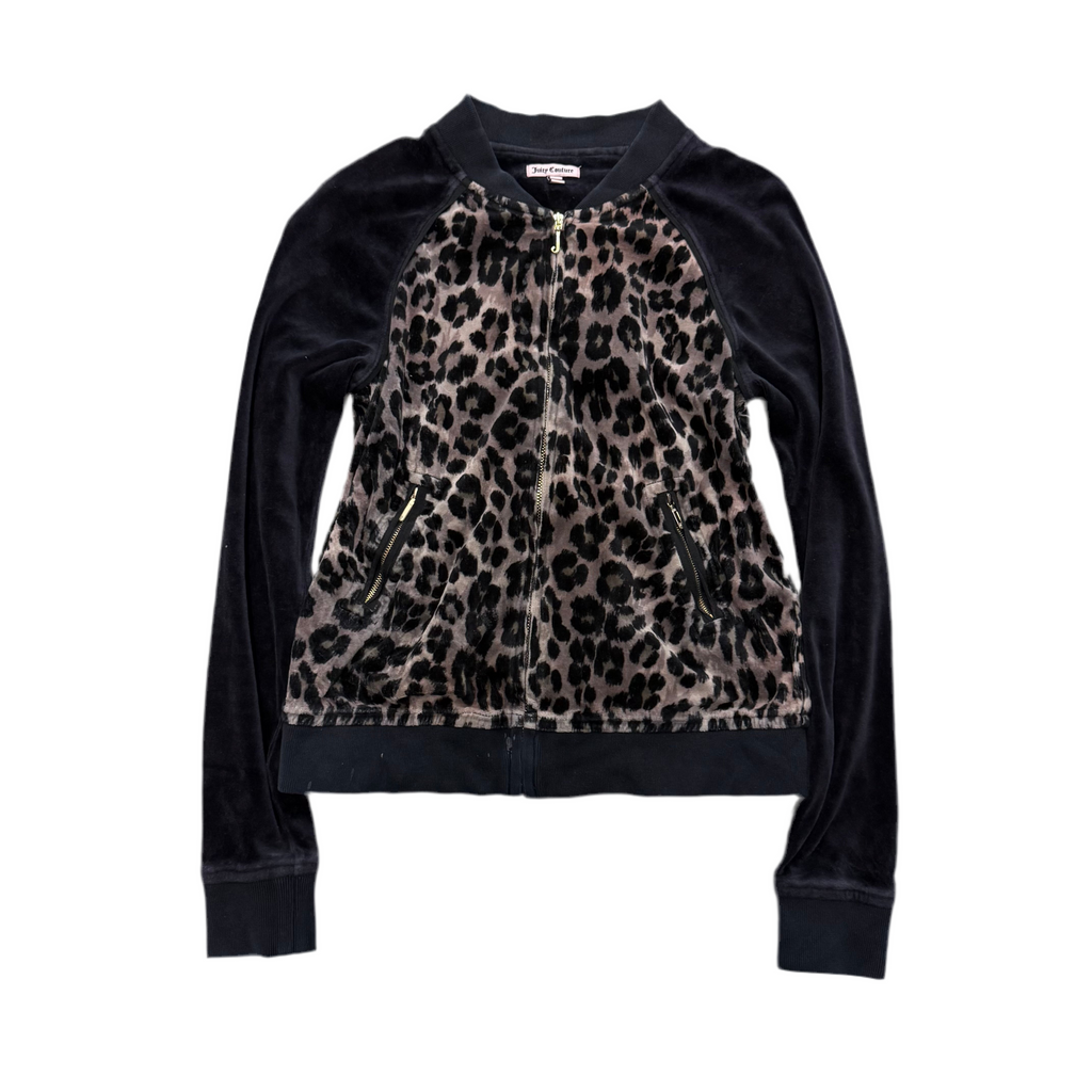 LEOPARD Velour Juicy Couture Collared Zip Up SIZE S