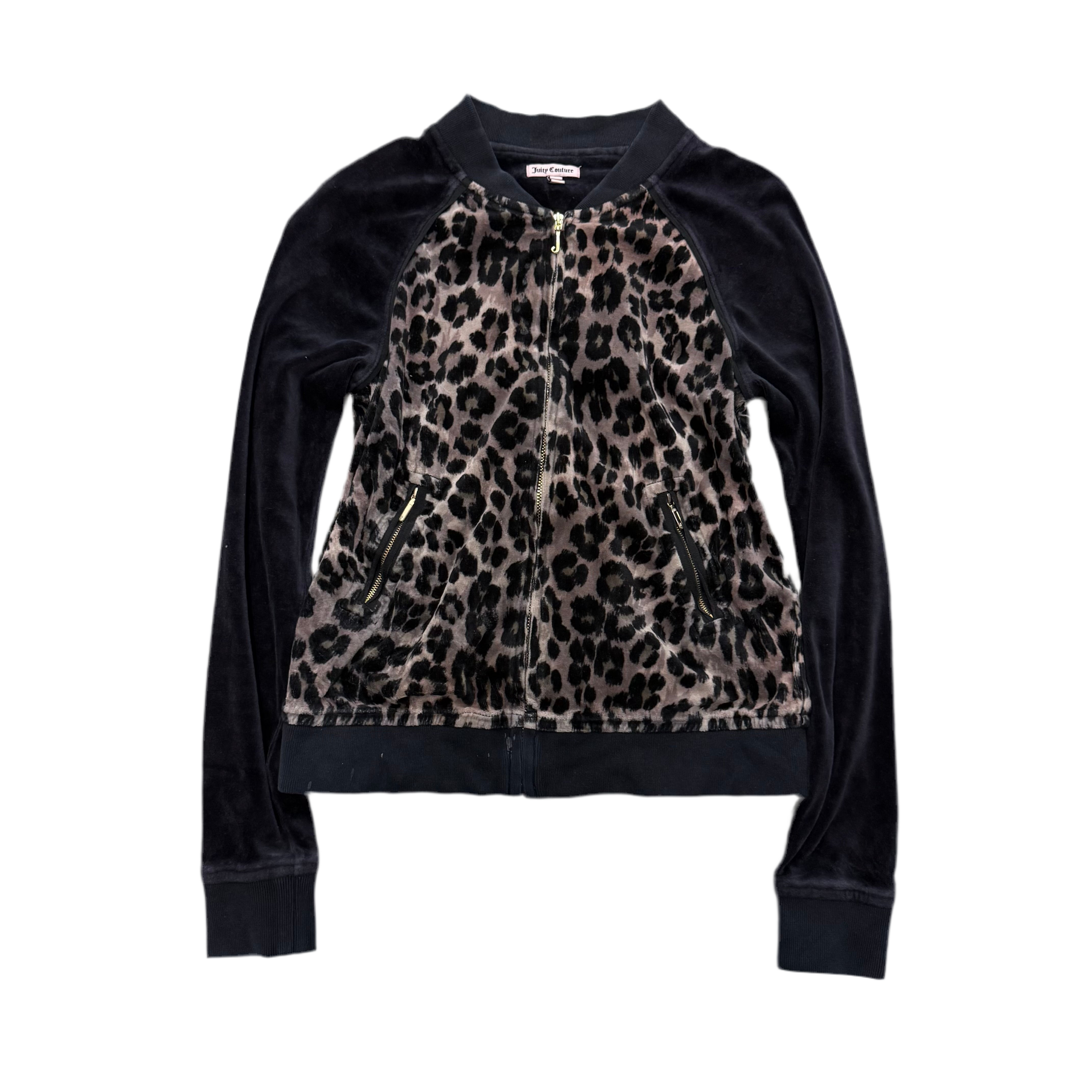 LEOPARD Velour Juicy Couture Collared Zip Up SIZE S