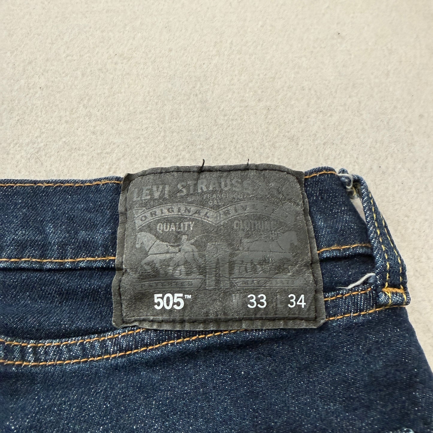 Levi's 505 Men's Blue Denim Jeans Straight Zip-Fly Pocket Classic Size W33xL34