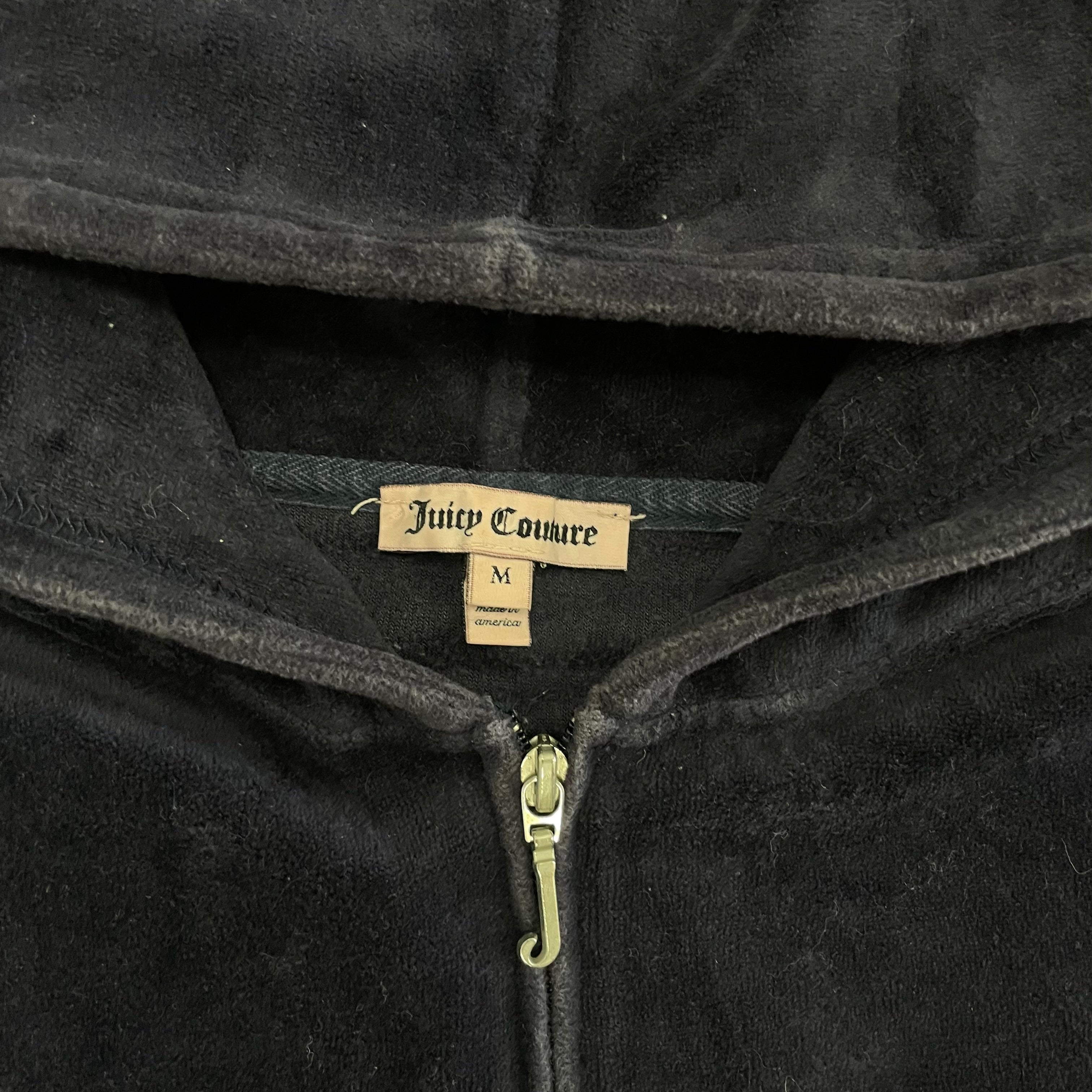Vintage Juicy Couture “Scottie Dogs” Velour Rhinestone Navy Zip Up Hoodie Size M