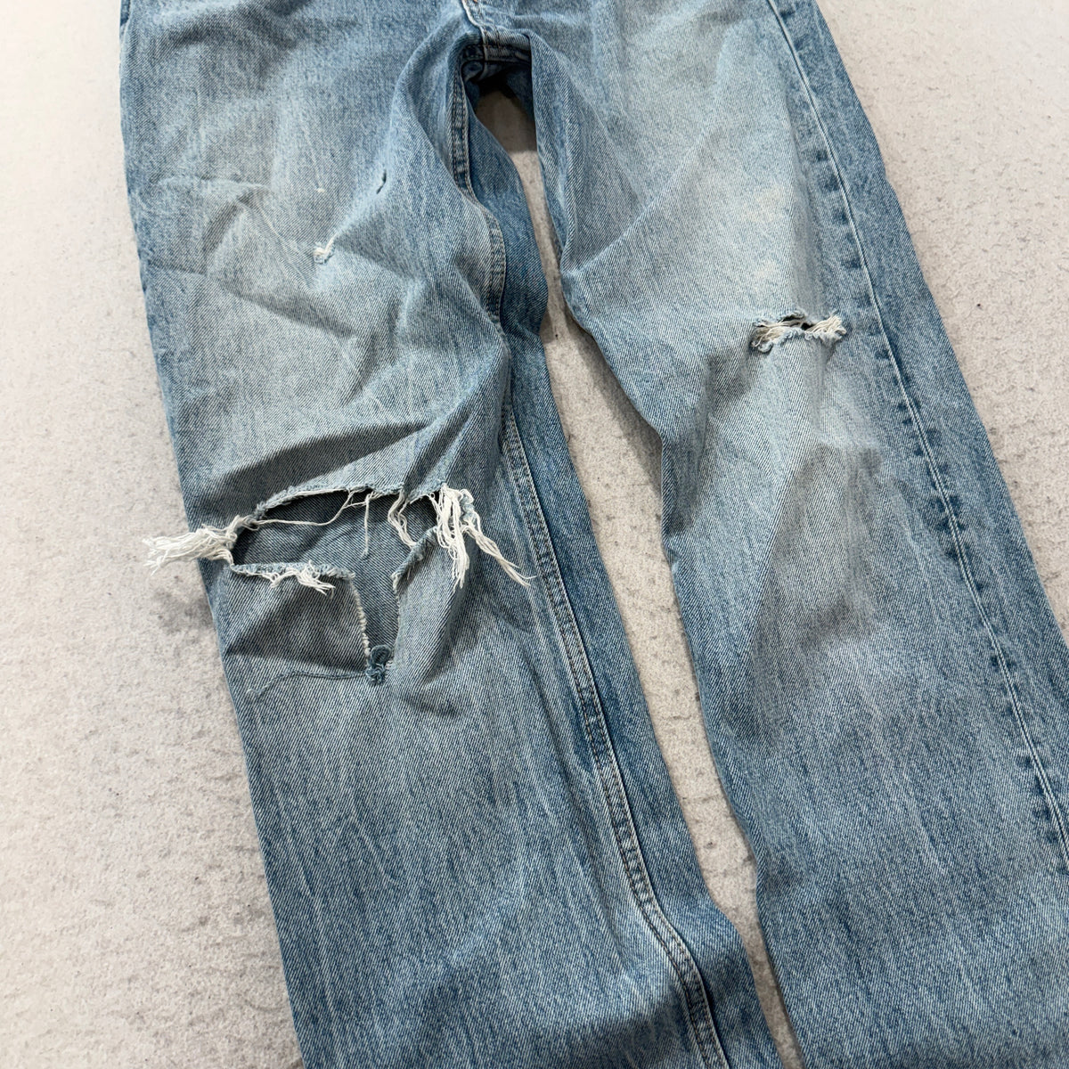 Zara Distressed Light Wash Straight Jeans Size 8 photo 7