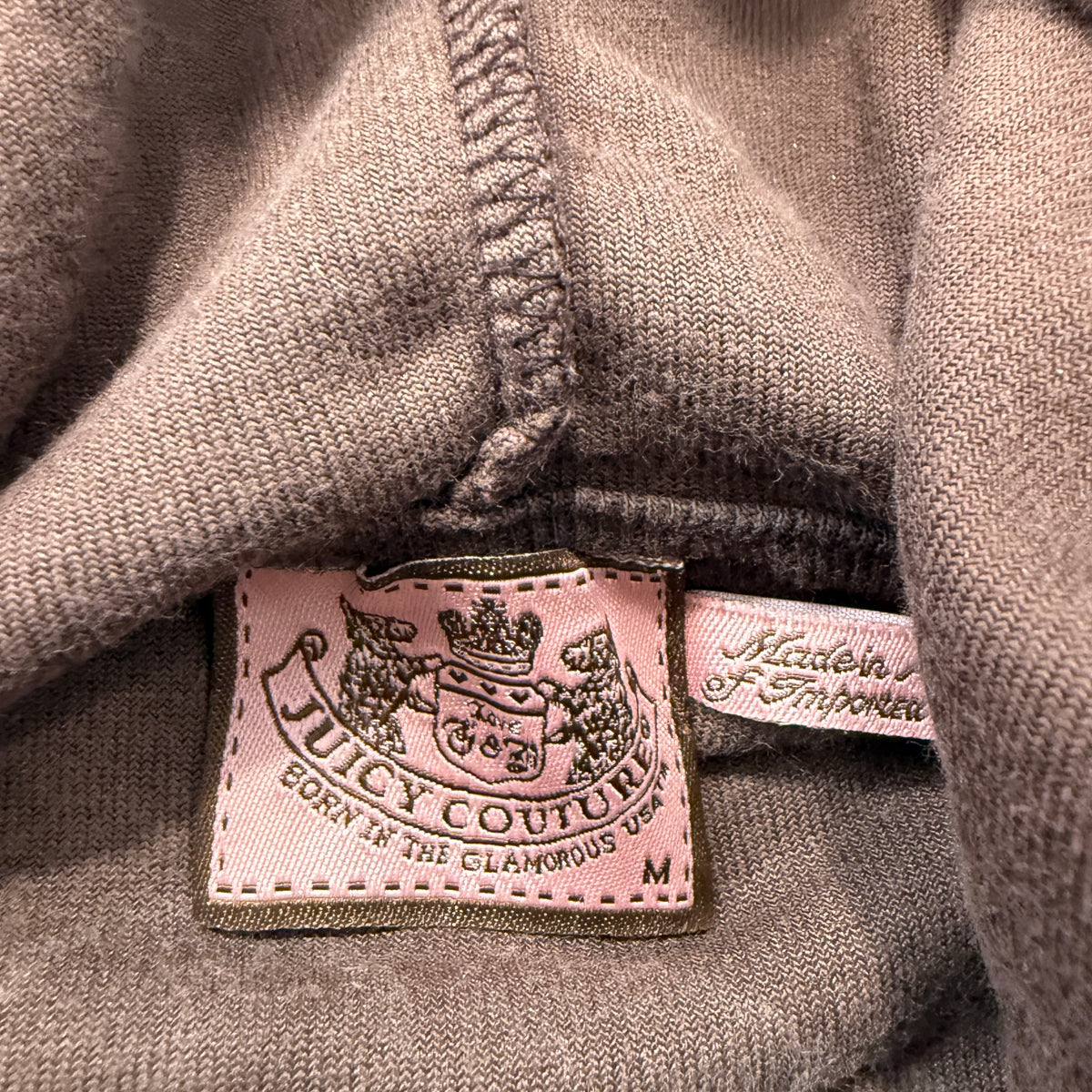 Juicy Couture Women's Brown Velour Zip-Up Hoodie Faux Fur-Trimmed Hood Size M
