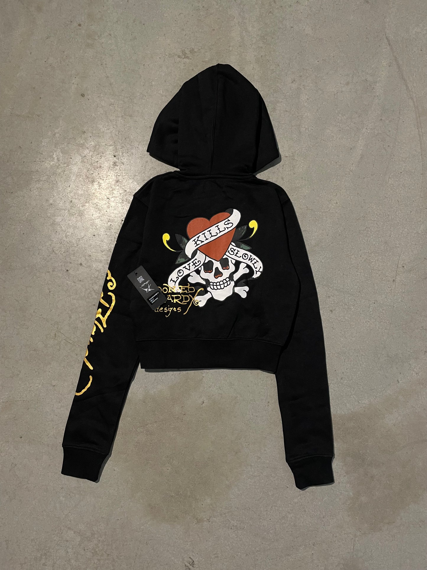 ED HARDY “LKS SKULL” BLACK ZIP UP HOODIE