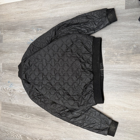 Lucky Brand Mens Black Onion Quilted Bomber Jacket Full Zip Ribbed Collar Size L
