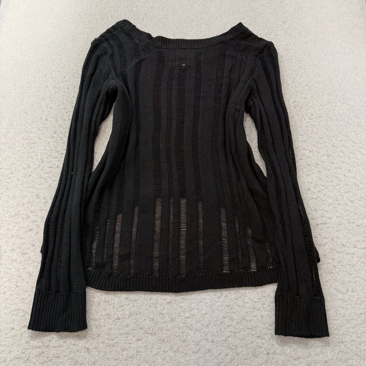 Billabong Black Open Knit Pullover Sweater Size L photo 2