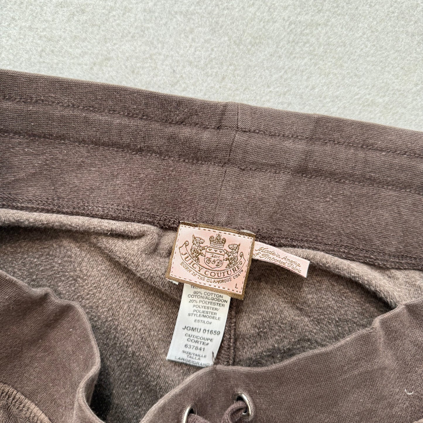 Vintage Juicy Couture Women's Brown Velour Flared Track Pant Crown Logo Size L