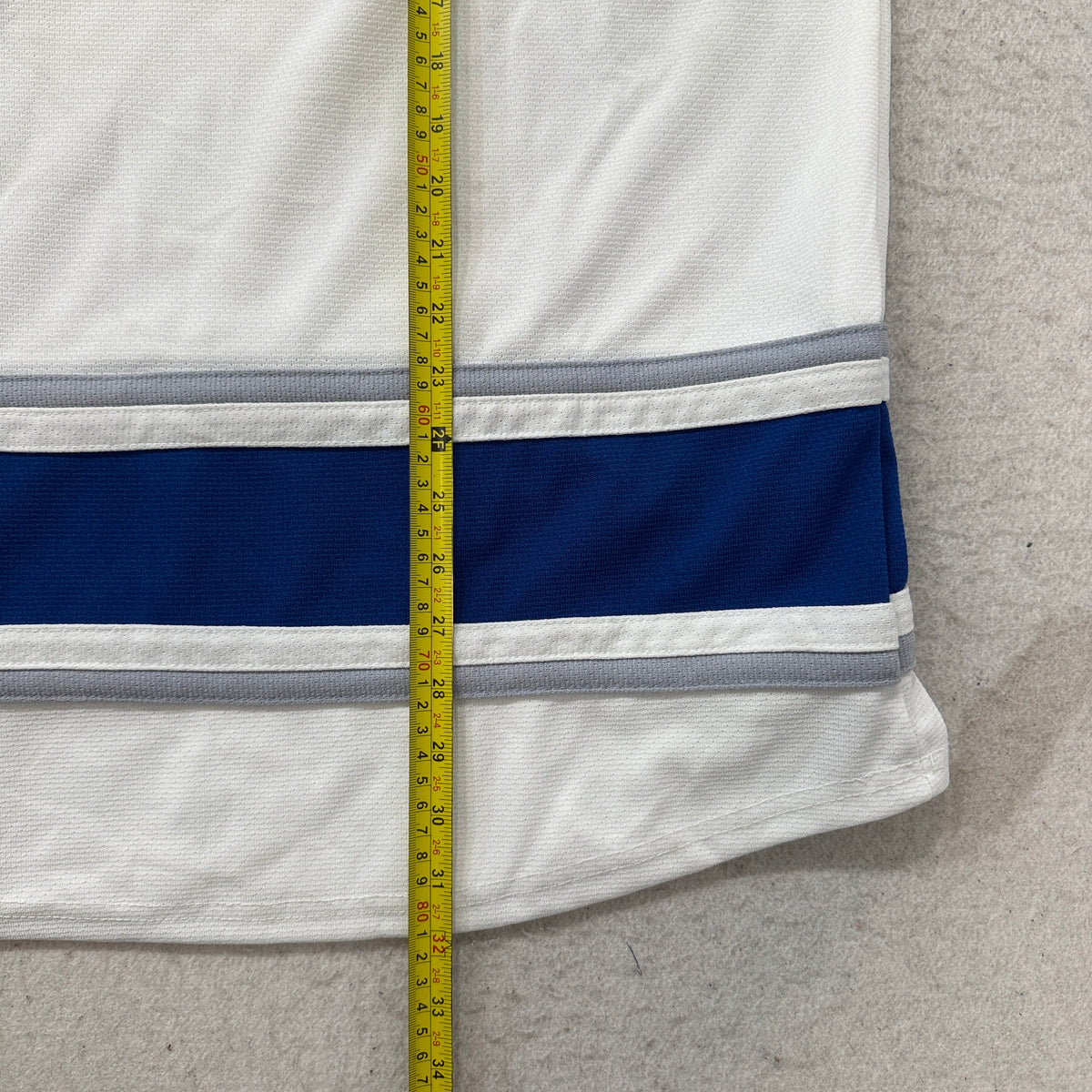 Athletic Knit White Blue Hockey Jersey Size L photo 6