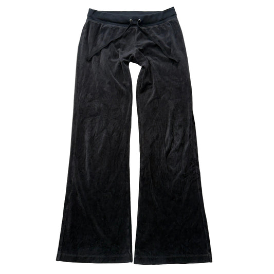 Vintage Juicy Couture Women's Black Velour Flared Track Pants Loungewear Size S