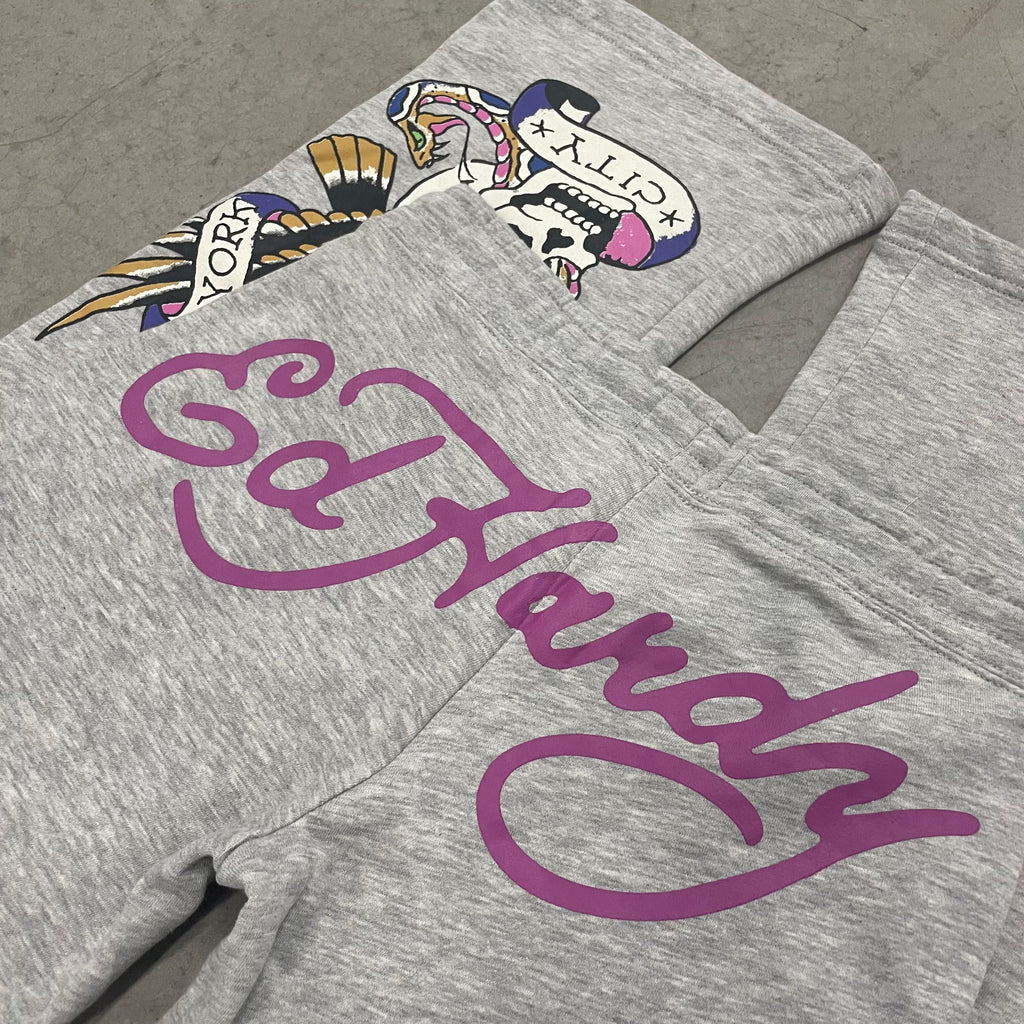 ED HARDY “NYC Skull” GREY FLARED PANTS