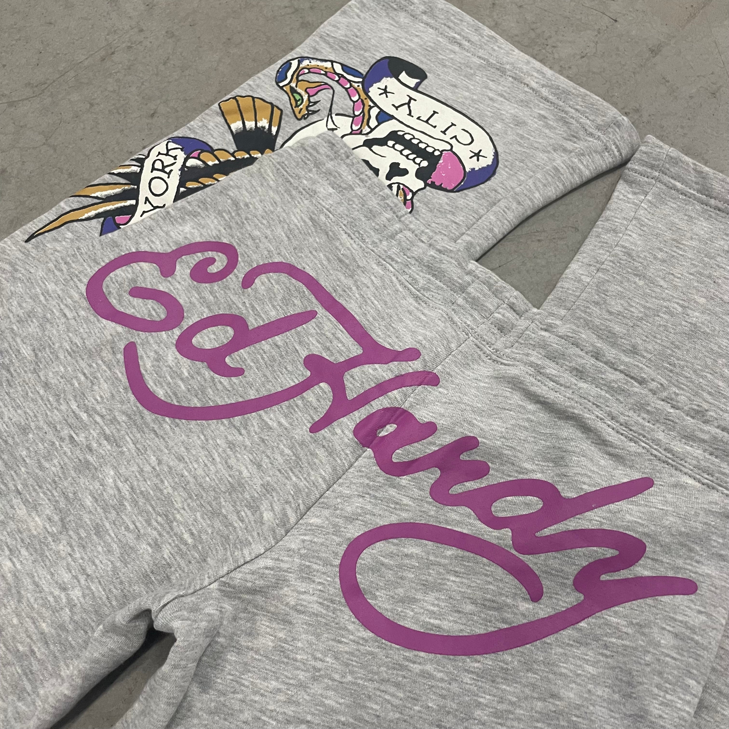 ED HARDY “NYC Skull” GREY FLARED PANTS