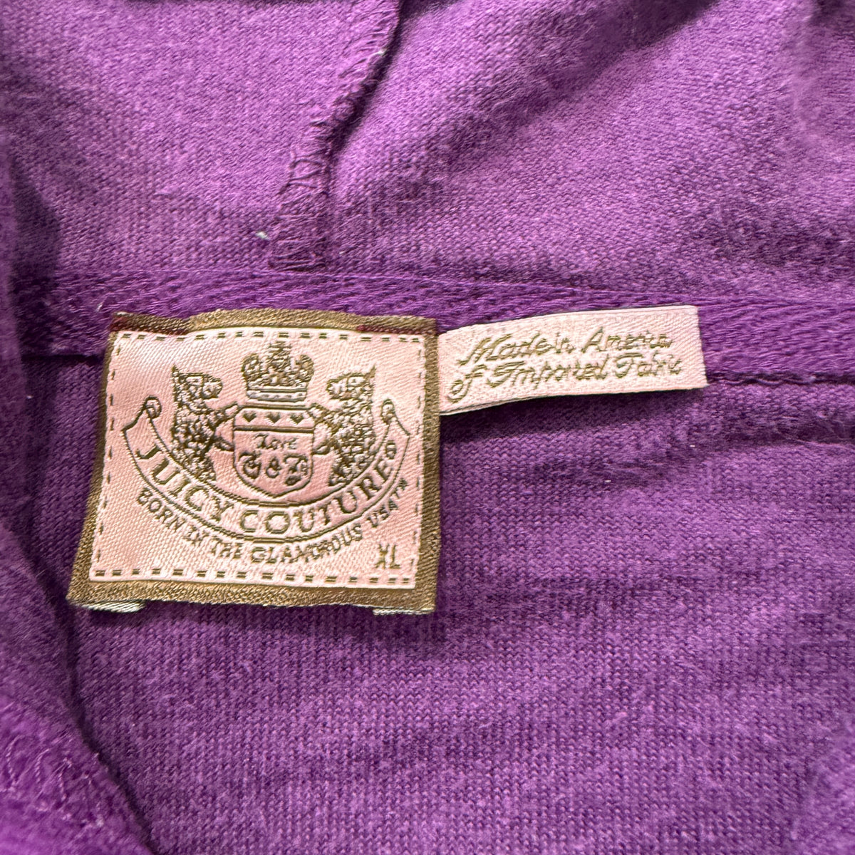 Juicy Couture purple hoodie brand tag size XL