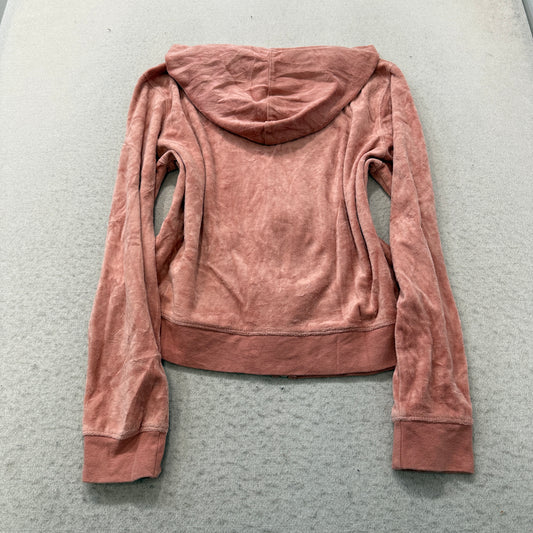 Juicy Couture Women's Coral Velour Zip-Up Hoodie Pockets Loungewear Y2K Size XL