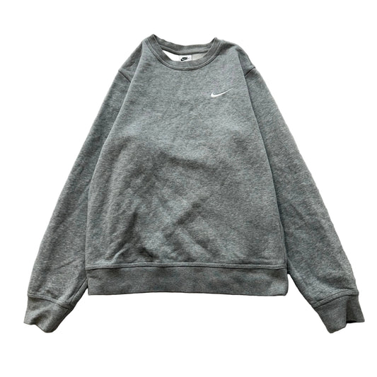 Nike Men's Gray Fleece Athletic Sweatshirt Swoosh Embroidered Logo Casual Size S