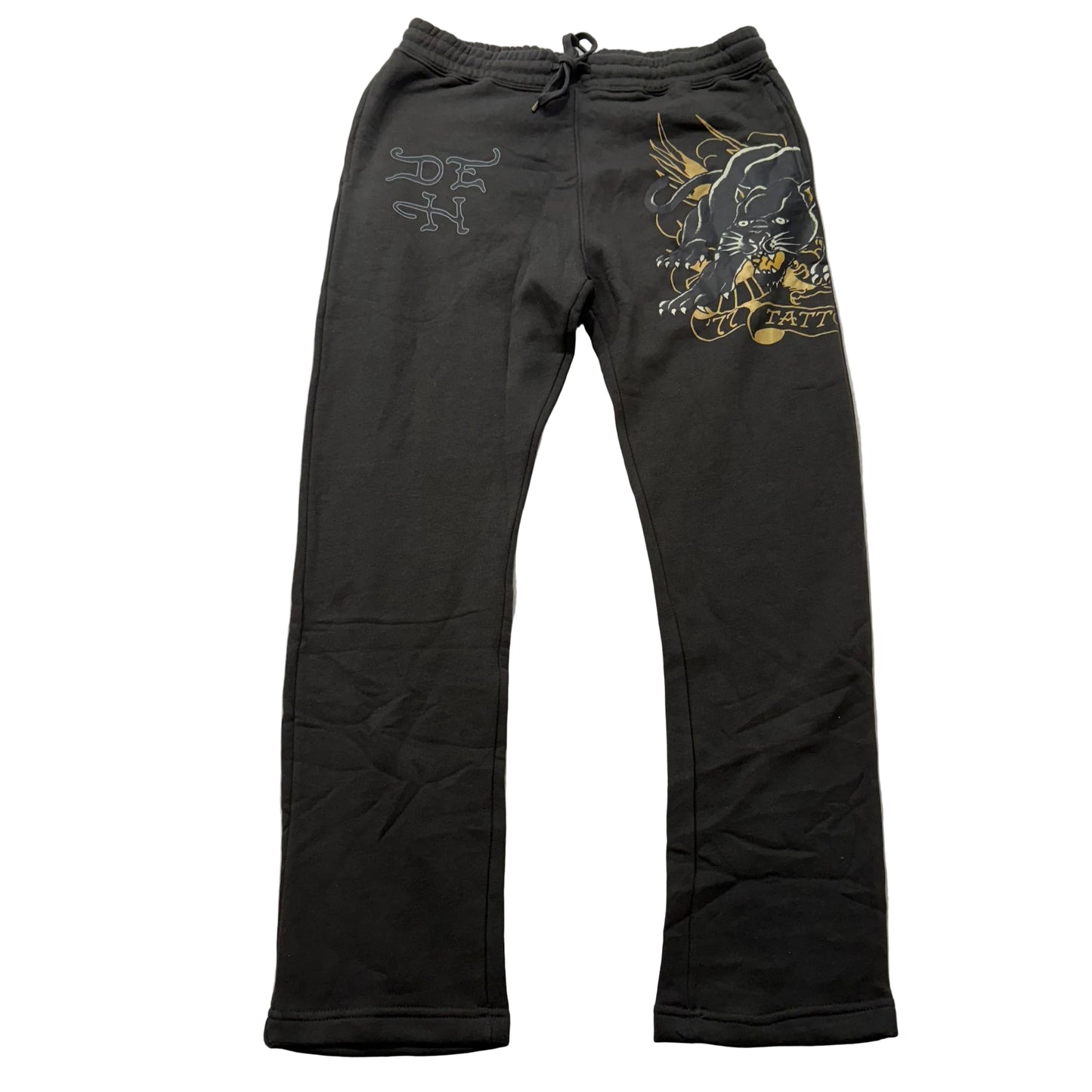 Ed Hardy Men's Black Cotton Slim Fit Sweatpants Panther Eagle Graphic Size L