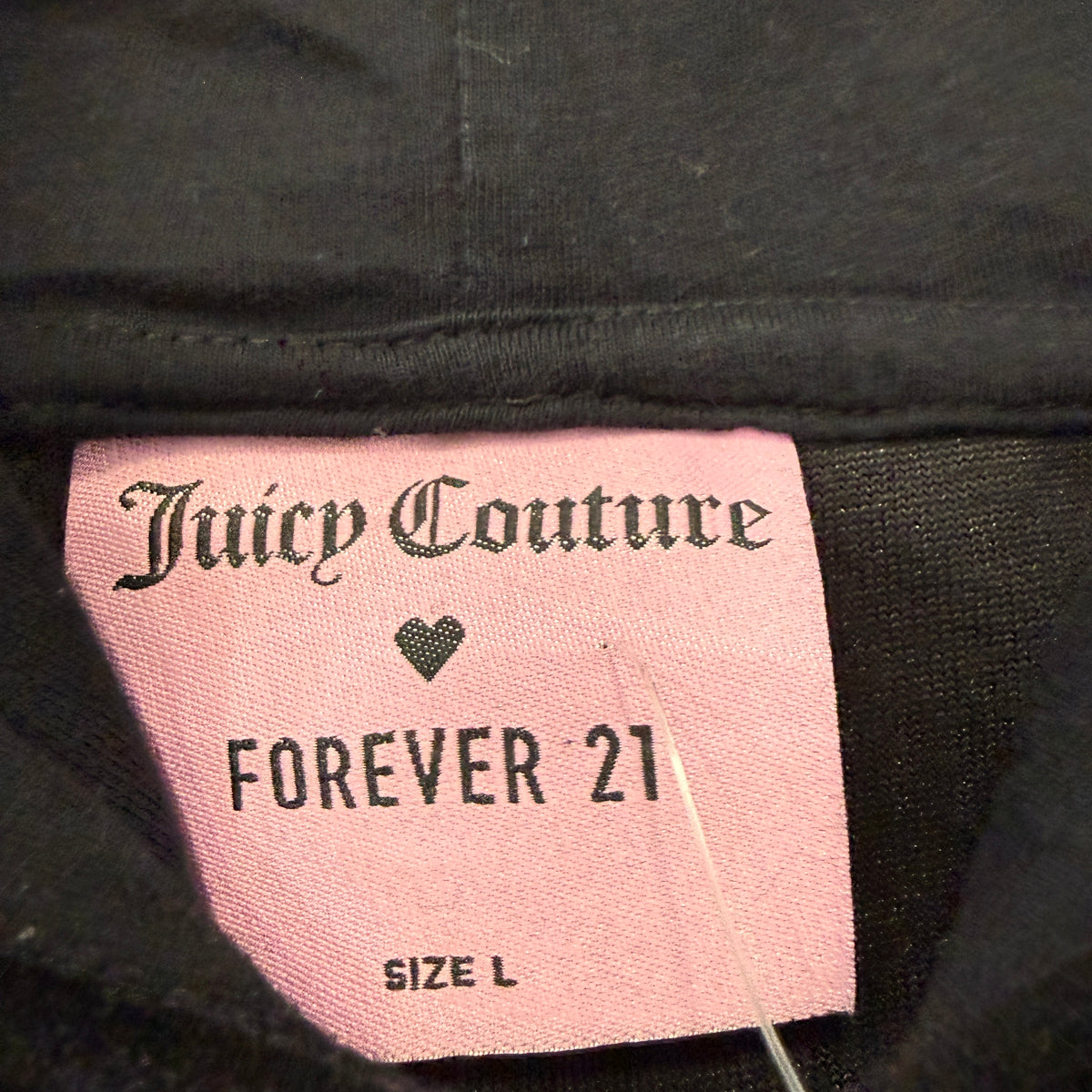 Juicy Couture Forever 21 Women's Black Velour Zip Up Hoodie Rhinestones Size L