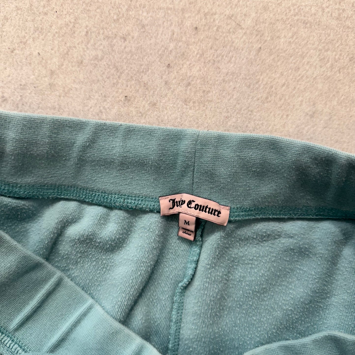 Juicy Couture Women's Turquoise Velour Flared Track Pant Drawstring Y2K Size M