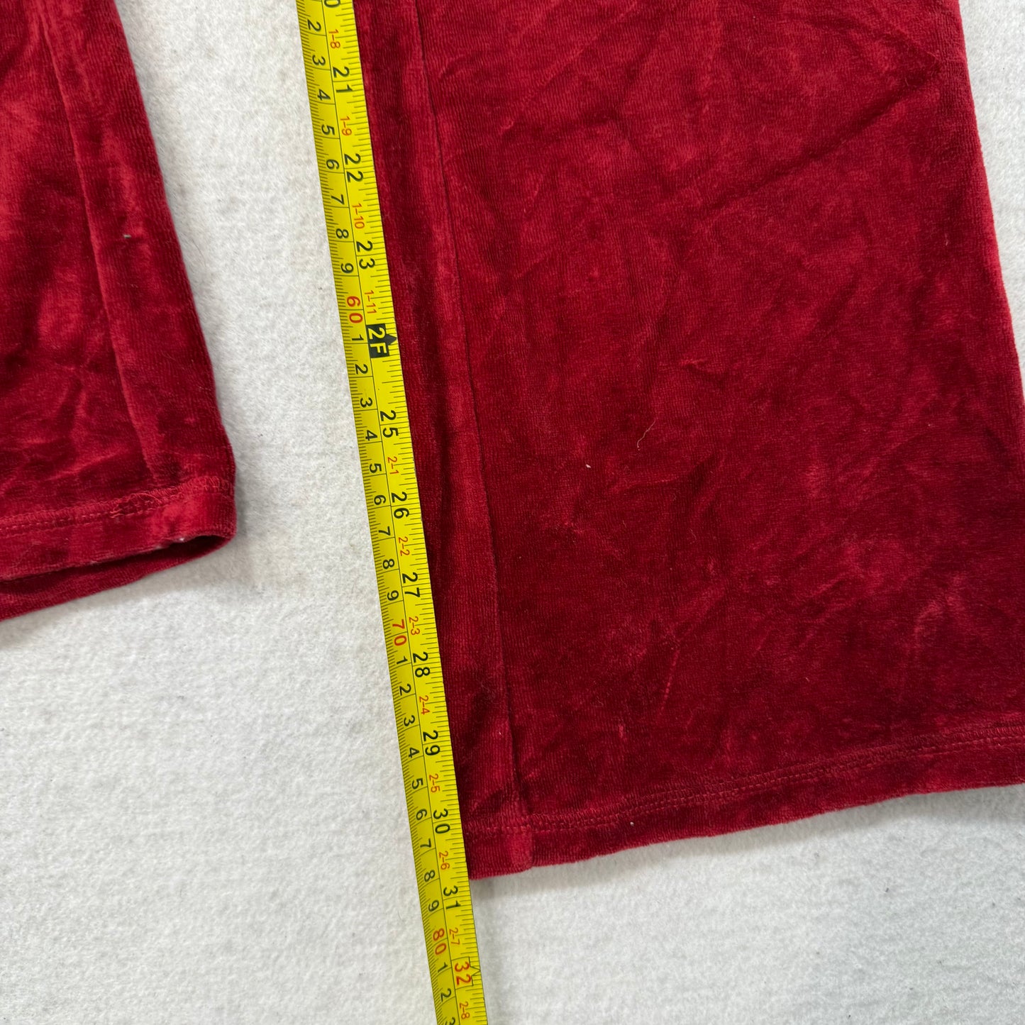 Juicy Couture Ruby Red Velour Tracksuit Set Zip-Up Hoodie & Flared Pant Size S/M