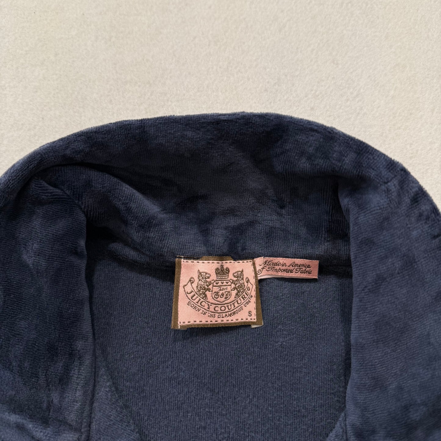 Juicy Couture Navy Velour Tracksuit Set Zip-Up Hoodie & Flared Pant Logo Size S